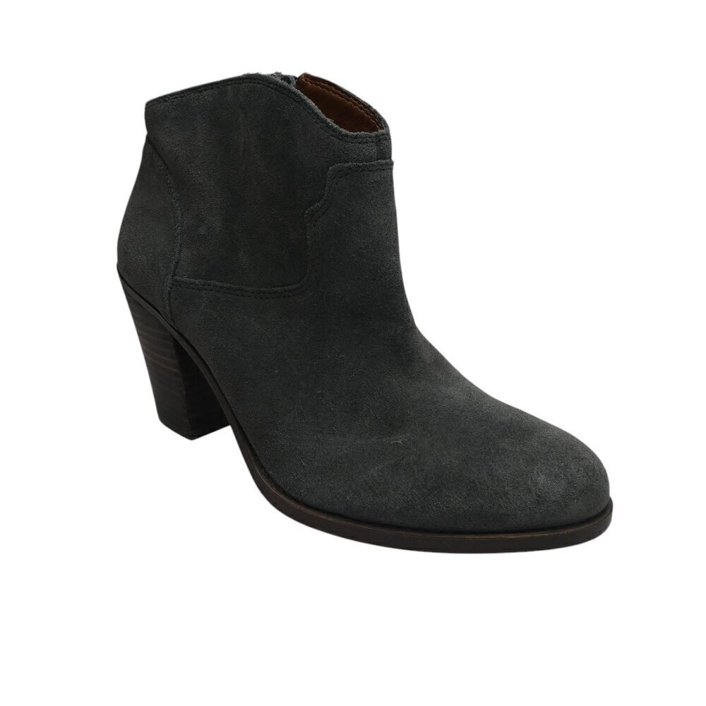 Lucky Brand Eller Blue Suede Western Heeled Ankle Boots Womens 10‎